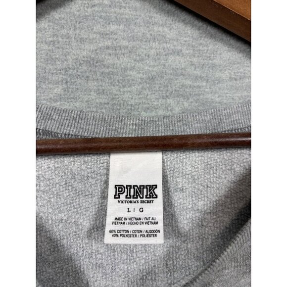 Victorias Secret Pink Logo Sweatshirt With Lace Shoulders L - Picture 4 of 5